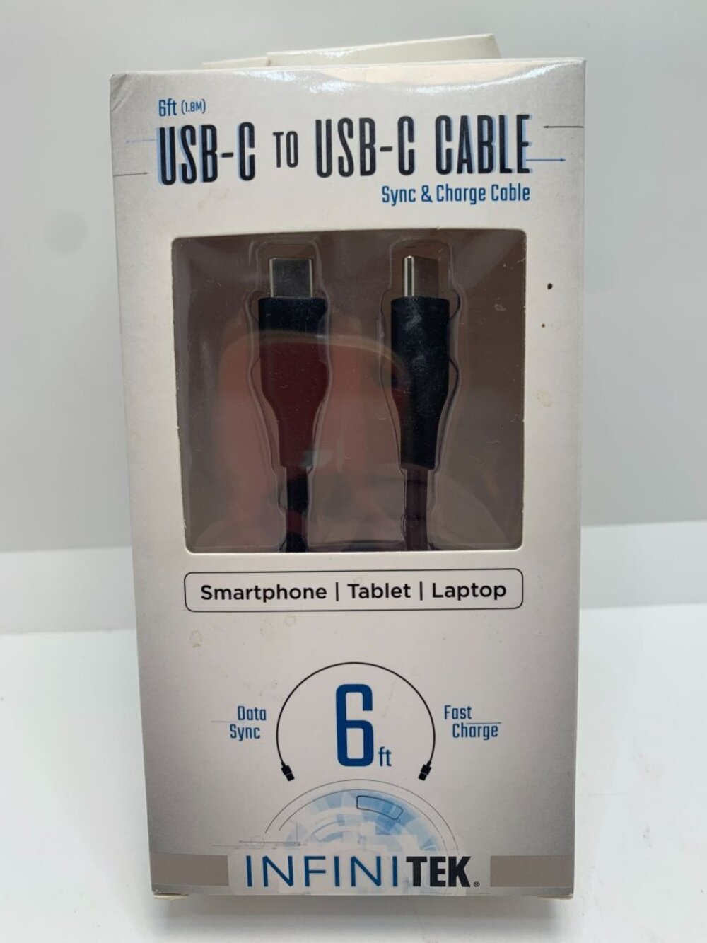 USB-C To USB-C Cable 6Ft Fast Charge & Sync For Smartphone Tablet Laptop By Infi